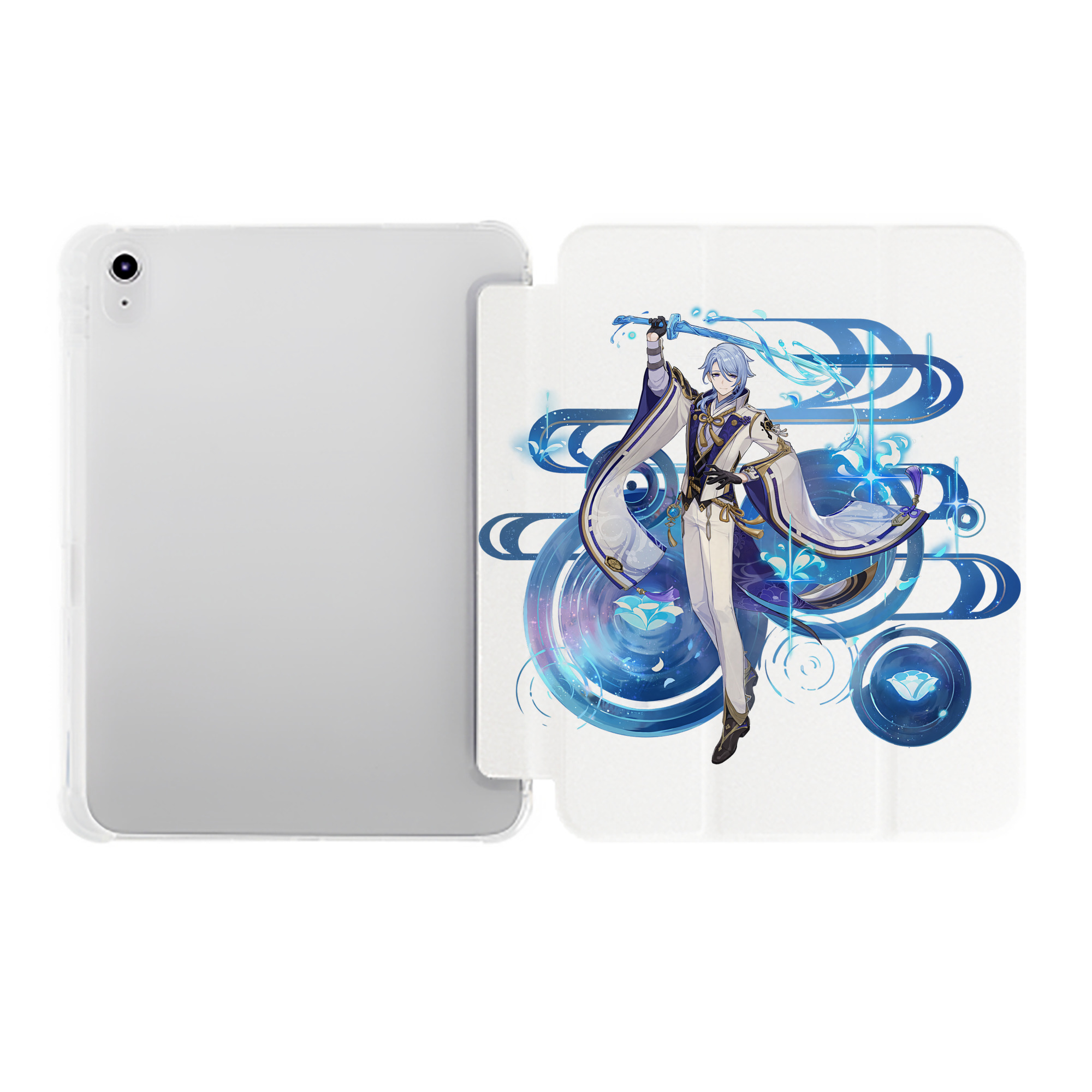げんし神 神里綾人 かみさとあやと genshin Kamisato Ayato IPad ケース ペン収納付き 三つ折りスタンド PUレザー×シリコン 対応機種9.5/10.5/10.9インチ